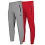 Donnay Heren - 2-Pack - Joggingbroek Jack - Zilvergrijs & Donkerrood