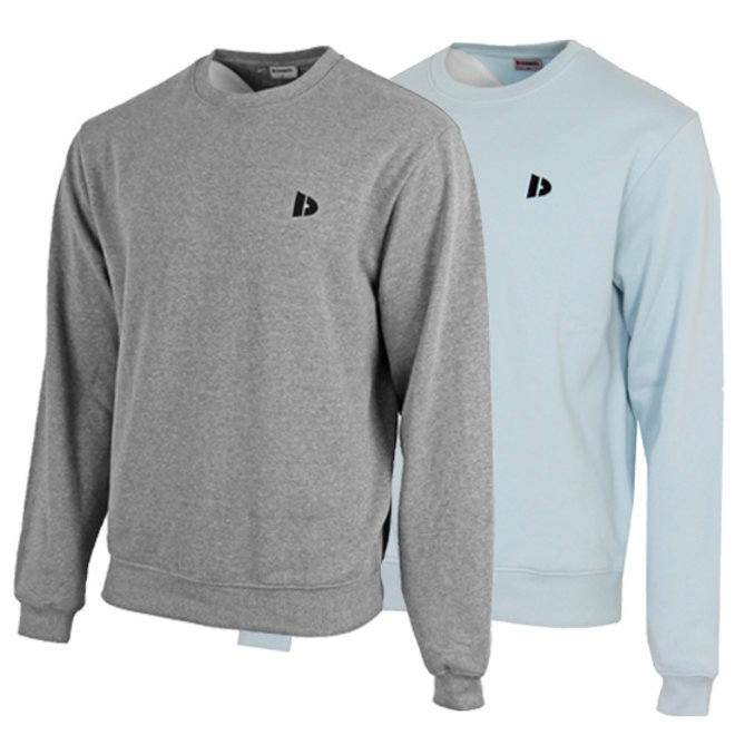 Donnay Heren - 2-Pack - Fleece Crew Sweater Dean - Zilvergrijs & Lichtblauw