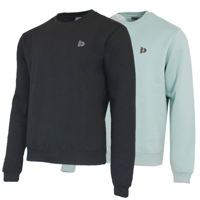 Donnay Heren - 2-Pack - Fleece Crew Sweater Dean - Zwart & Lichtgroen