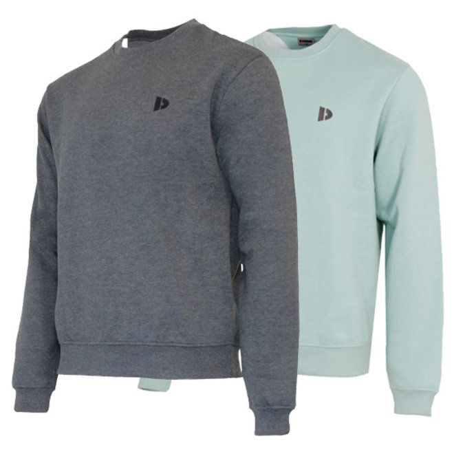 Donnay Heren - 2-Pack - Fleece Crew Sweater Dean - Donkergrijs & Lichtgroen