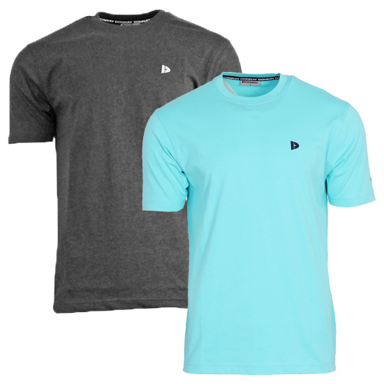 Donnay Donnay Heren - 2-Pack - T-Shirt Vince - Donkergrijs & Sea Breeze