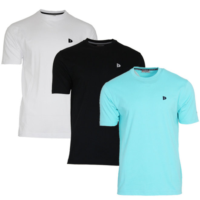 Donnay Heren - 3-Pack - T-Shirt Vince - Wit/Zwart/Sea Breeze