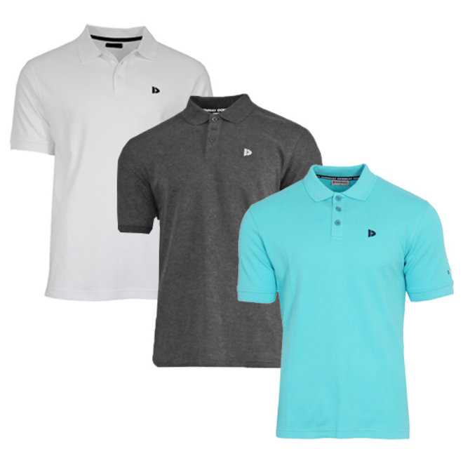 Donnay Heren - 3-Pack - Polo shirt Noah - Wit / Donkergrijs / Sea Breeze