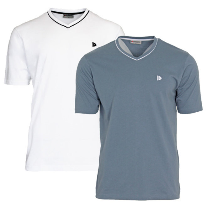 Donnay Heren - 2-Pack - T-Shirt Jason - Wit & Blauwgrijs