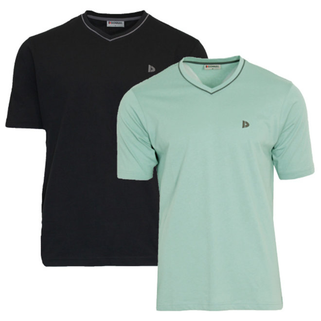 Donnay Heren - 2-Pack - T-Shirt Jason - Zwart & Saliegroen