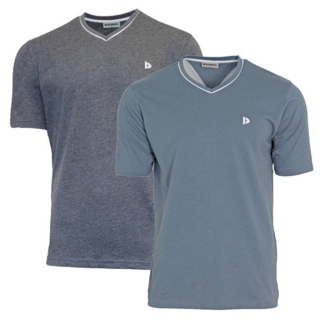 Donnay Heren - 2-Pack - T-Shirt Jason - Donkergrijs & Blauwgrijs