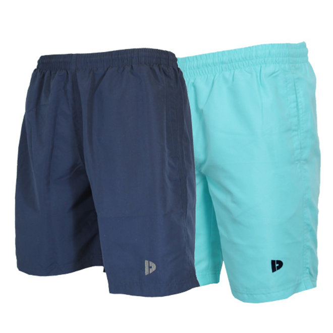 Donnay Heren - 2-Pack - Korte sportbroek Ian - Navy & Sea Breeze