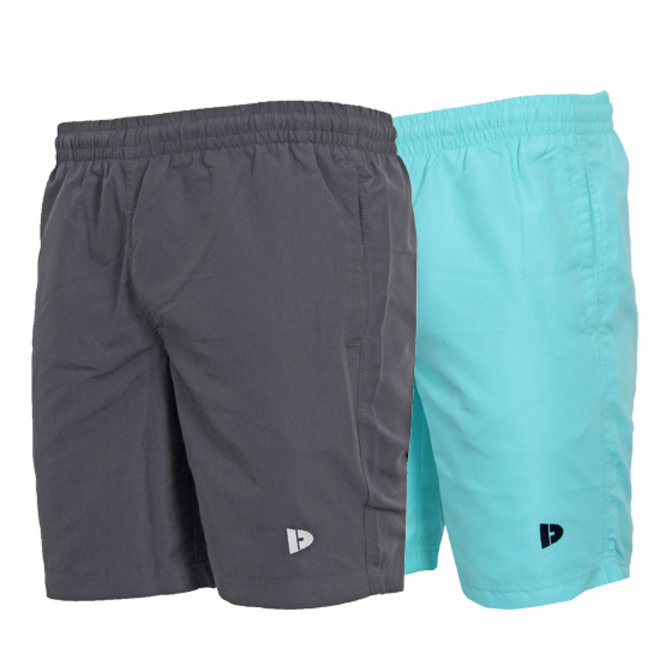 Donnay Heren - 2-Pack - Korte sportbroek Ian - Donkergrijs & Sea Breeze