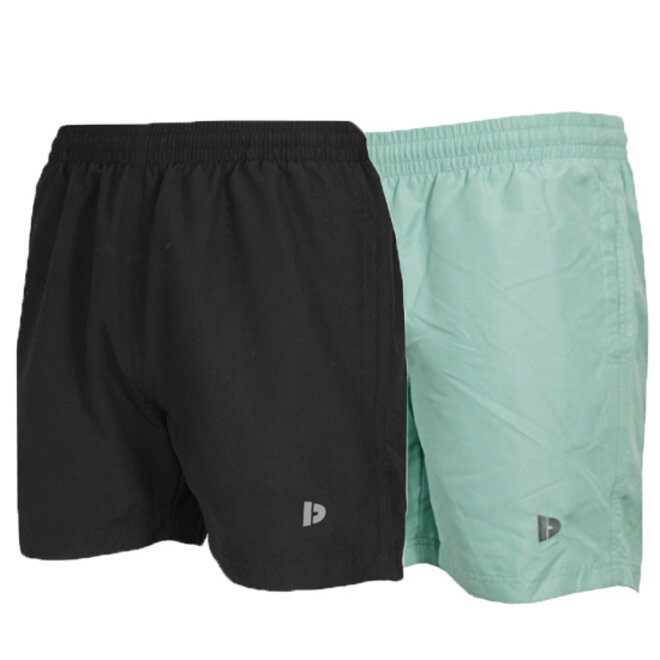 Donnay Heren - 2-Pack - Kort Sport/zwemshort Toon - Zwart & Saliegroen