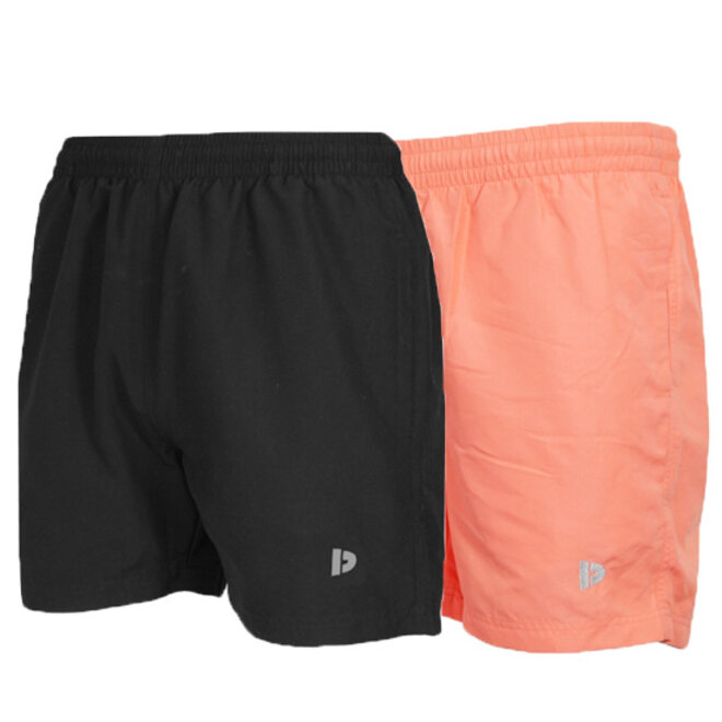 Donnay Heren - 2-Pack - Kort Sport/zwemshort Toon - Zwart & Zalm Oranje