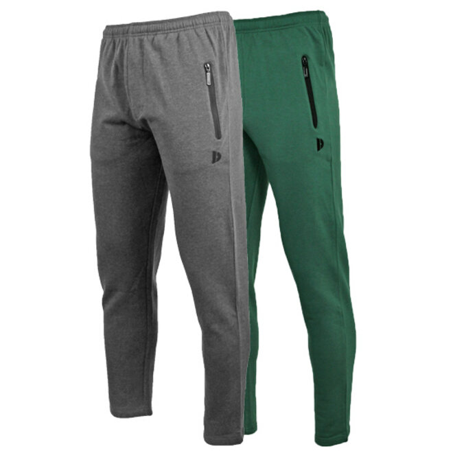 Donnay Heren - 2-Pack - Joggingbroek rechte pijp Sky - Donkergrijs & Bosgroen