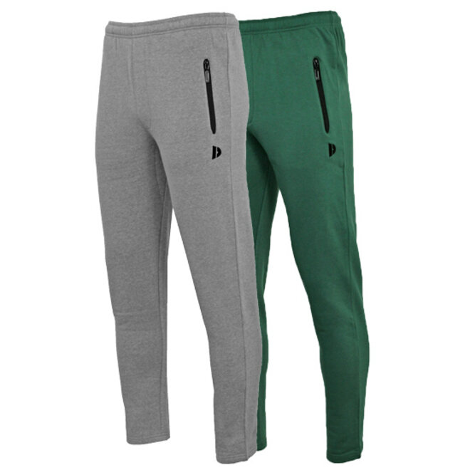 Donnay Heren - 2-Pack - Joggingbroek rechte pijp Sky - Zilvergrijs & Bosgroen