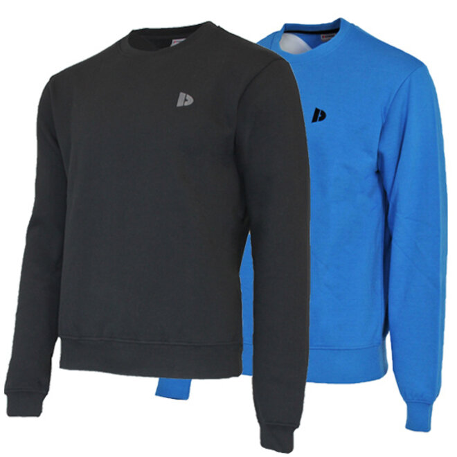 Donnay Heren - 2-Pack - Fleece Crew Sweater Dean - Zwart & True Blue