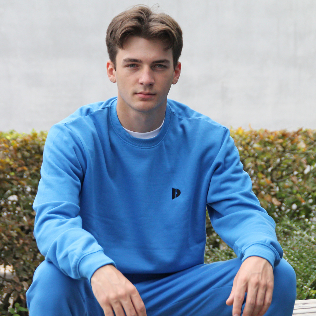 Donnay - Fleece sweater ronde hals Dean - Sporttrui - Heren - Maat S - True blue (335)