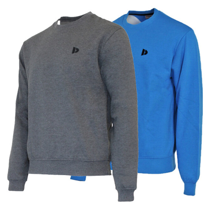 Donnay Heren - 2-Pack - Fleece Crew Sweater Dean - Donkergrijs & True Blue