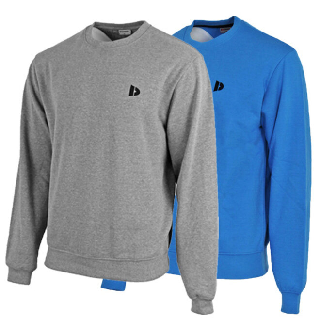 Donnay Heren - 2-Pack - Fleece Crew Sweater Dean - Zilvergrijs & True Blue