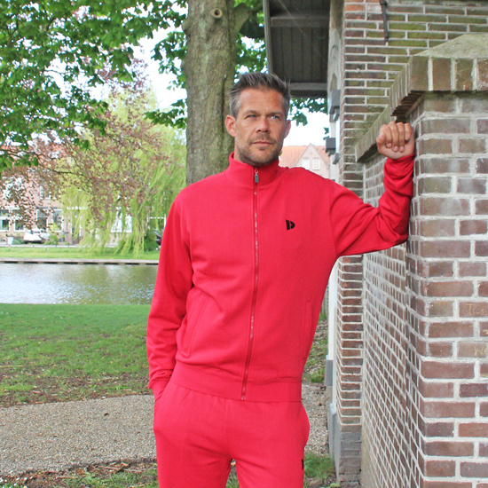 2 Pack Donnay sweater zonder capuchon - Sporttrui - Heren - Maat S - Zwart&Berry red (290)