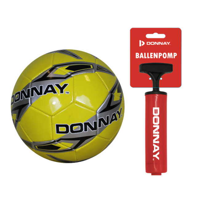 Donnay Veld voetbal No.5 - Geel + Ballenpomp