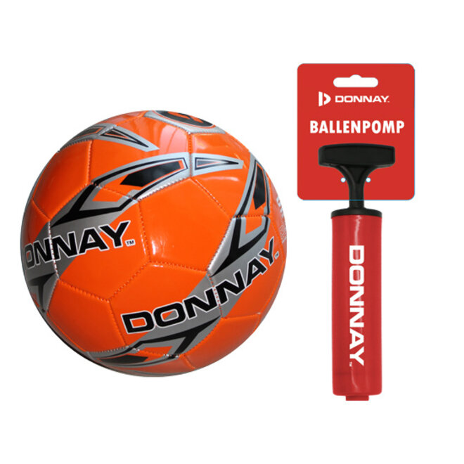 Donnay Veld voetbal No.5 - Oranje/zwart + Ballenpomp