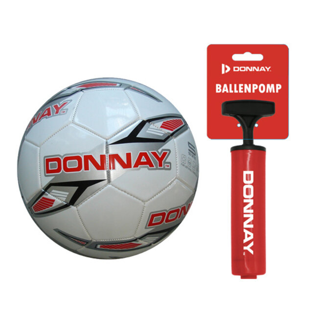 Donnay Veld voetbal No.5 - Wit/rood + Ballenpomp