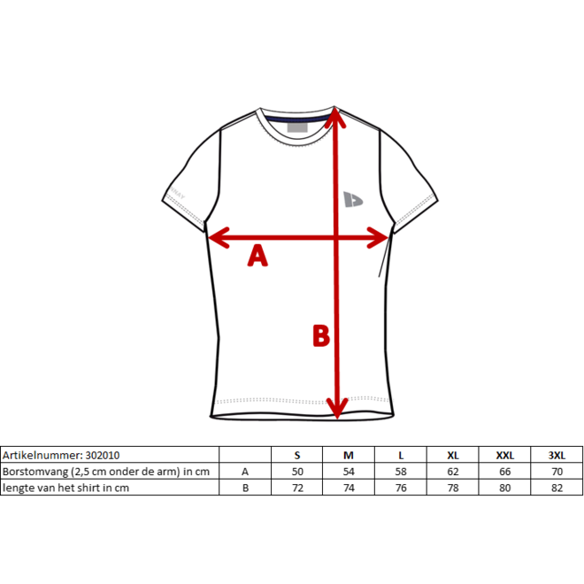 Donnay Heren - 2-Pack - Sport T-shirt André - Zwart & True Blue
