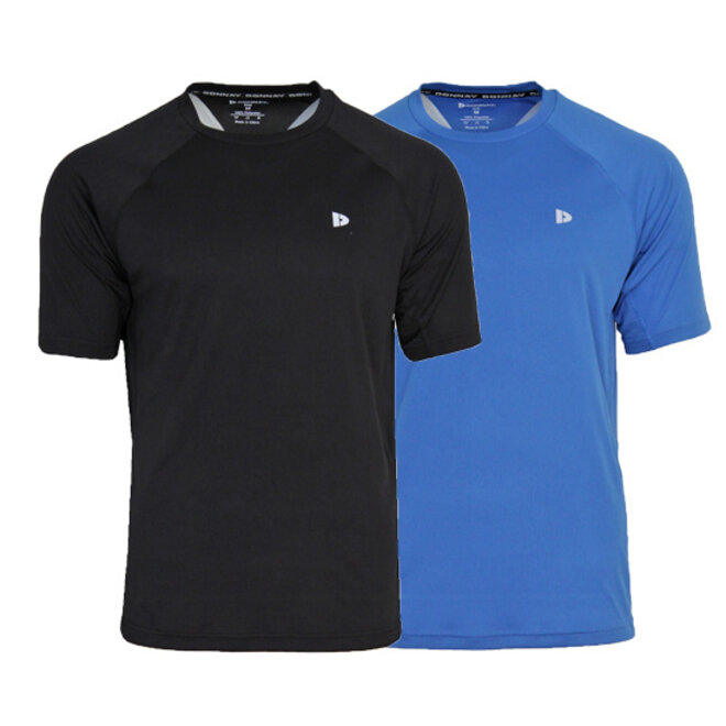 Donnay Heren - 2-Pack - Sport T-shirt André - Zwart & True Blue