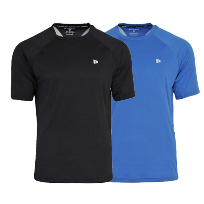 Donnay Heren - 2-Pack - Sport T-shirt André - Zwart & True Blue