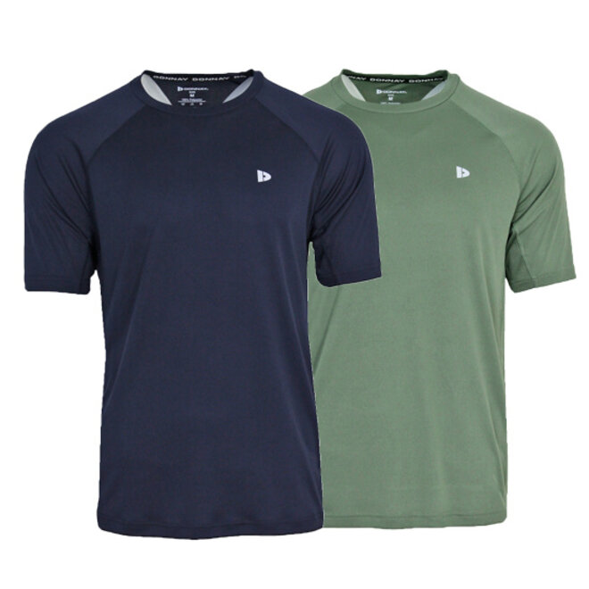 Donnay Heren - 2-Pack - Sport T-shirt André - Navy & Jungle Green