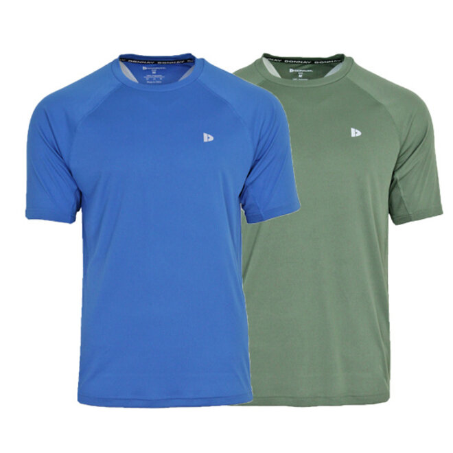 Donnay Heren - 2-Pack - Sport T-shirt André - True Blue & Jungle Green