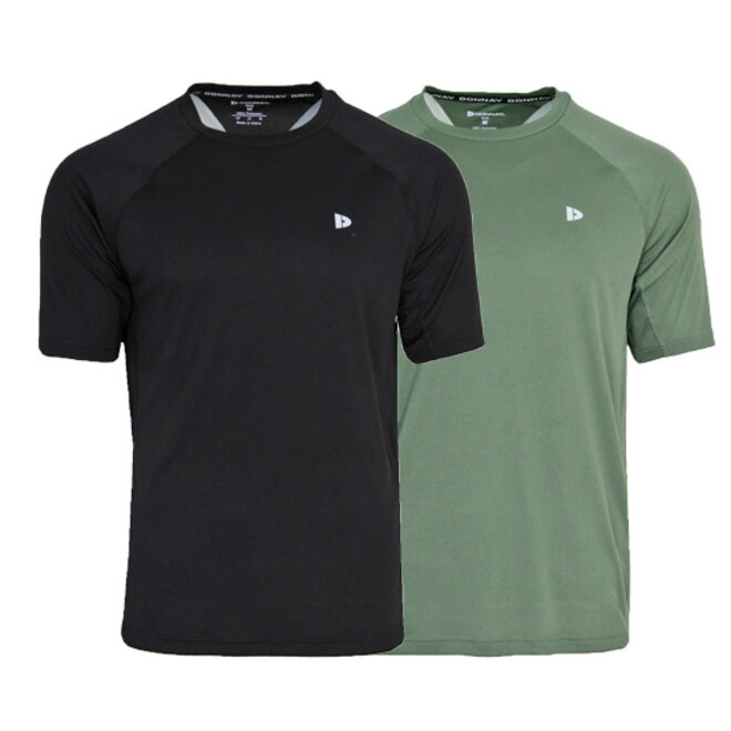 Donnay Heren - 2-Pack - Sport T-shirt André - Zwart & Jungle Green