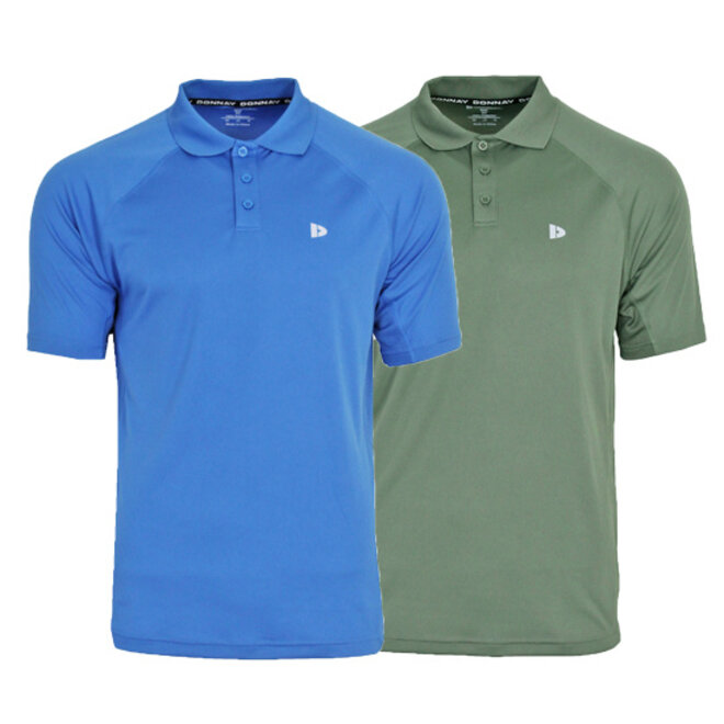 Donnay Heren - 2-Pack - Sport Polo Bjorn - True Blue & Jungle Green