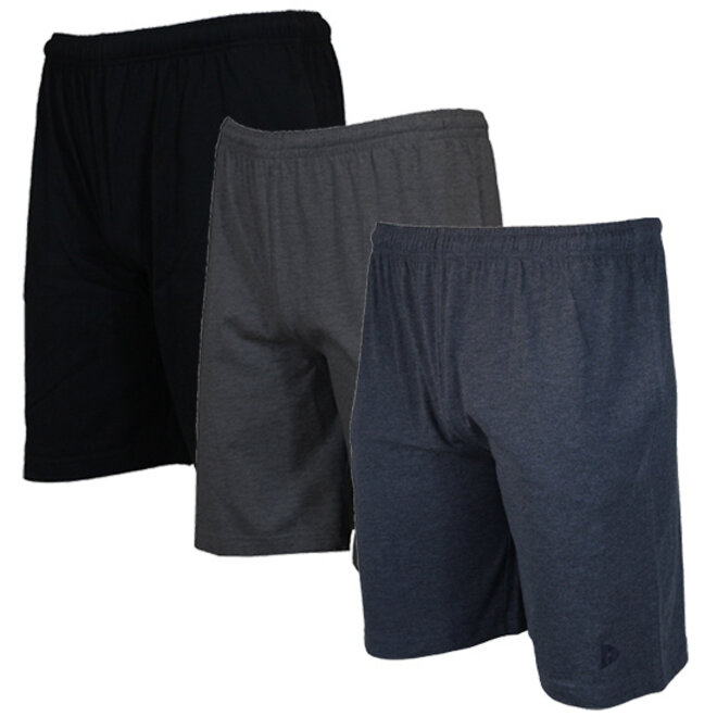 Donnay Heren - 3-Pack - Korte joggingbroek Roy - Zwart/Donkergrijs/Blue marl