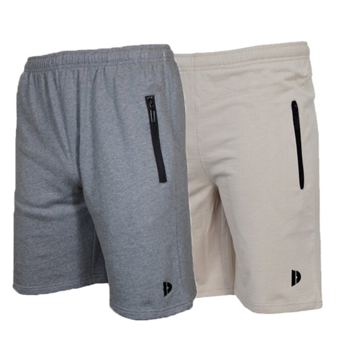 Donnay Heren - 2-Pack - Korte joggingbroek Nick - Zilvergrijs & Sand