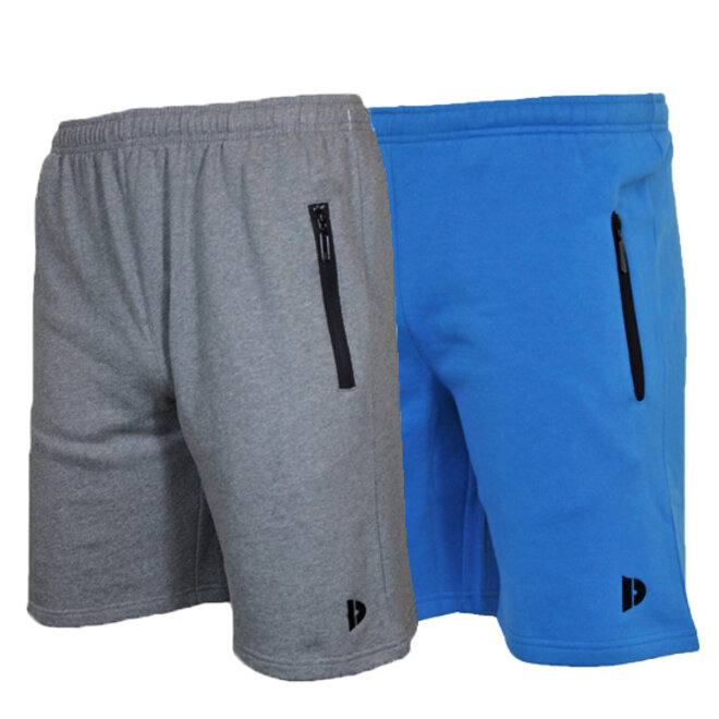 Donnay Heren - 2-Pack - Korte joggingbroek Nick - Zilvergrijs & True Blue