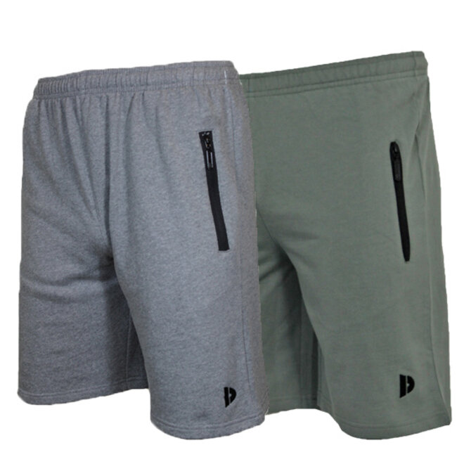 Donnay Heren - 2-Pack - Korte joggingbroek Nick - Zilvergrijs & Jungle Green