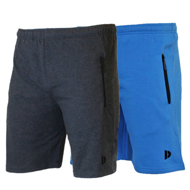 Donnay Heren - 2-Pack - Korte joggingbroek Nick - Donkergrijs & True Blue