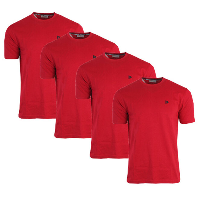 Donnay Heren - 4-Pack - T-Shirt Vince - Donkerrood