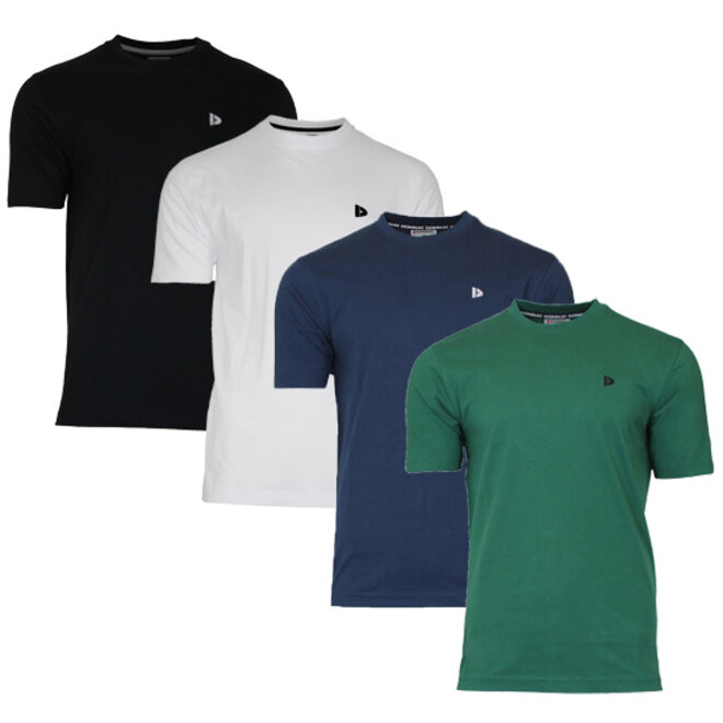 Donnay Heren - 4-Pack - T-Shirt Vince - Zwart/Wit/Navy/Groen