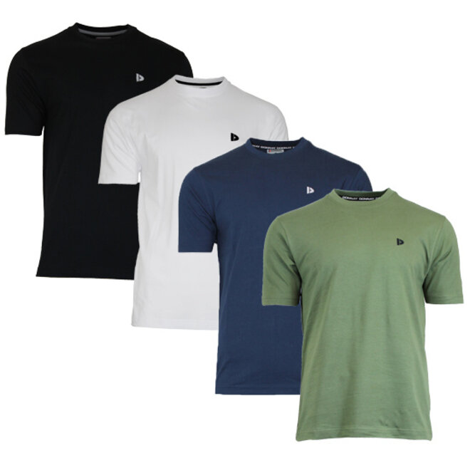 Donnay Heren - 4-Pack - T-Shirt Vince - Zwart/Wit/Navy/Army