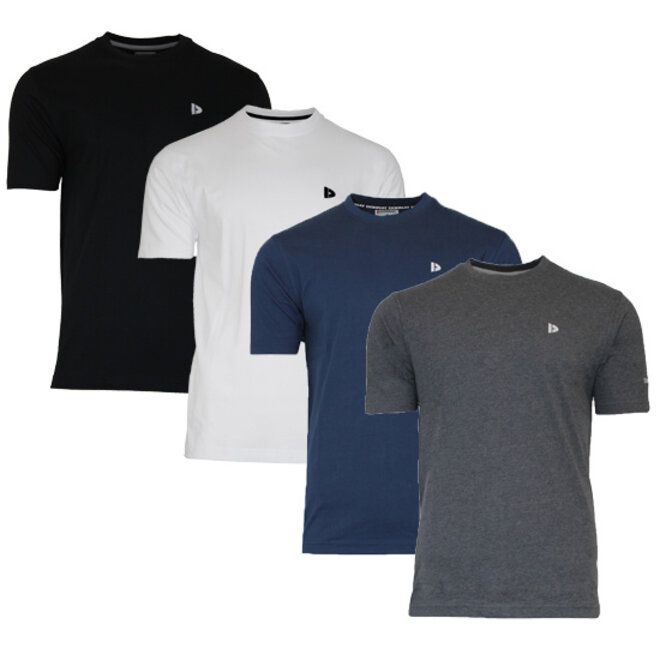 Donnay Heren - 4-Pack - T-Shirt Vince - Zwart/Wit/Navy/Grijs