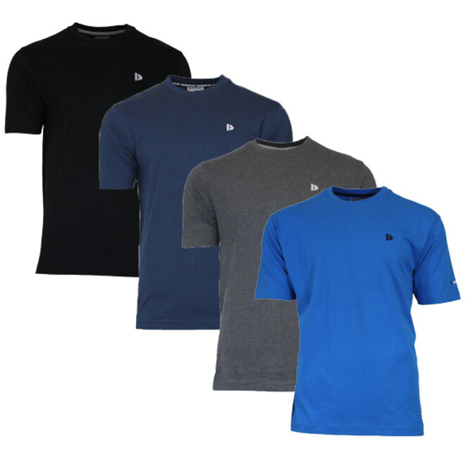 Donnay Heren - 4-Pack - T-Shirt Vince - Zwart/Navy/Grijs/Cobalt