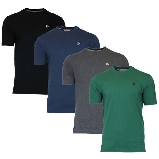 Donnay Heren - 4-Pack - T-Shirt Vince - Zwart/Navy/Grijs/Groen