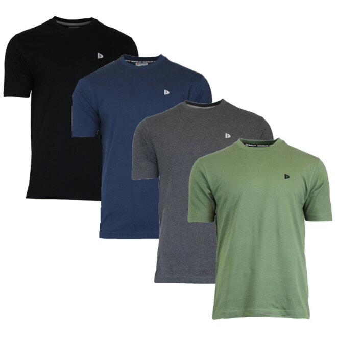 Donnay Heren - 4-Pack - T-Shirt Vince - Zwart/Navy/Grijs/Army