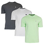 Donnay Heren - 3-Pack - T-Shirt Vince - Donkergrijs/Wit/Lemon Green