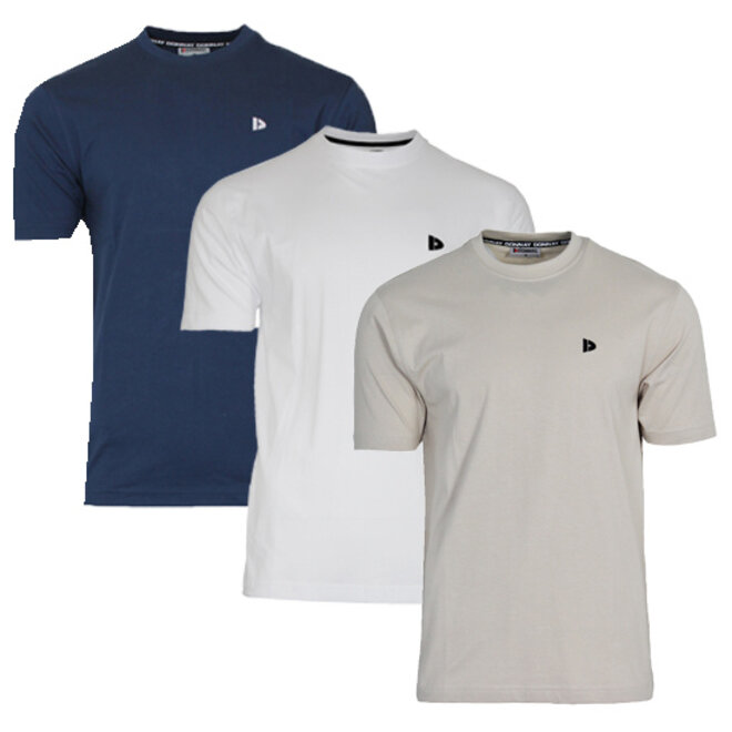Donnay Heren - 3-Pack - T-Shirt Vince - Navy/Wit/Sand