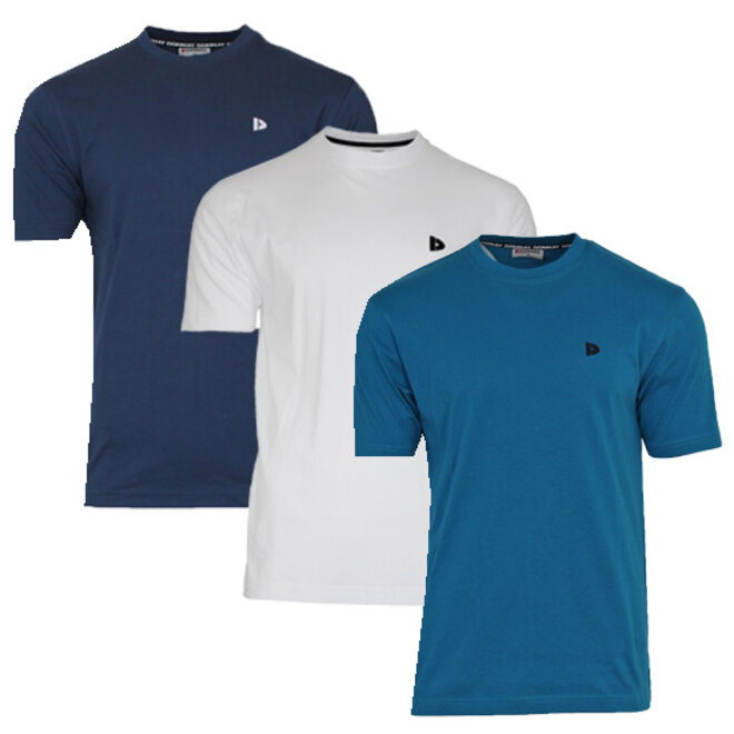 Donnay Heren - 3-Pack - T-Shirt Vince - Navy/Wit/Petrol Blue