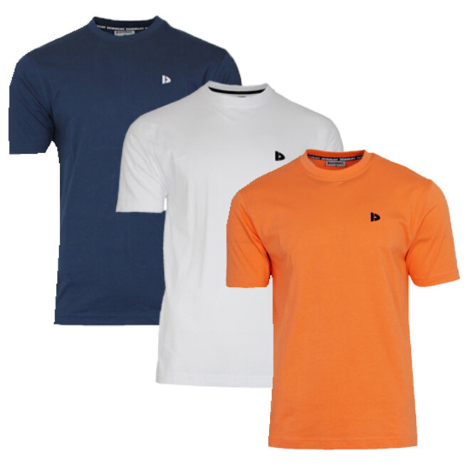 Donnay Heren - 3-Pack - T-Shirt Vince - Navy/Wit/Apricot
