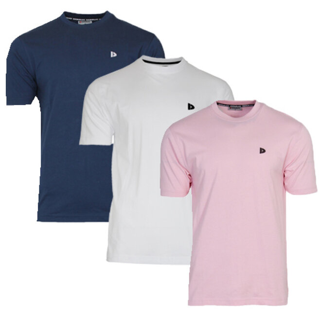 Donnay Heren - 3-Pack - T-Shirt Vince - Navy/Wit/Shadow Pink