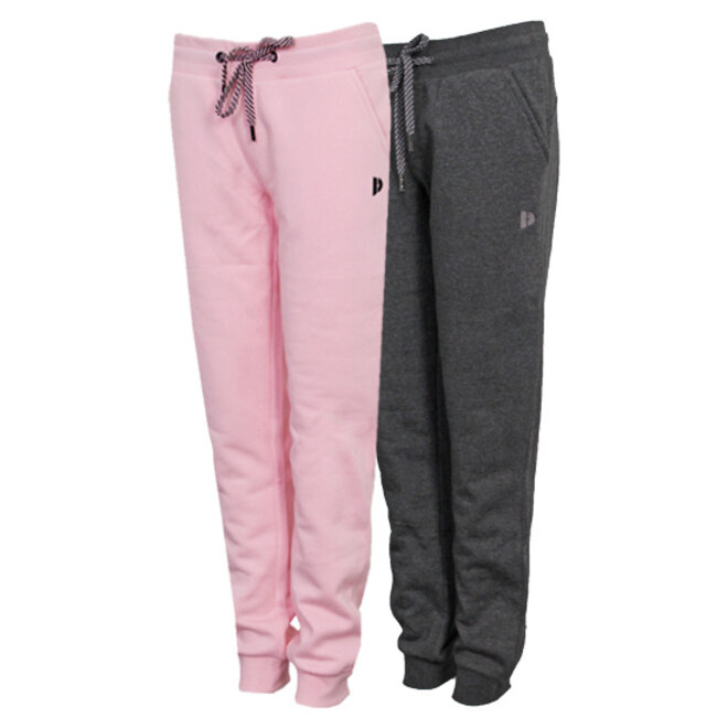 Donnay Dames - 2-Pack - Joggingbroek Carolyn - Shadow Pink & Donkergrijs Gemêleerd