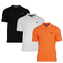 Donnay Heren - 3-Pack - Polo shirt Noah - Zwart / Wit / Apricot